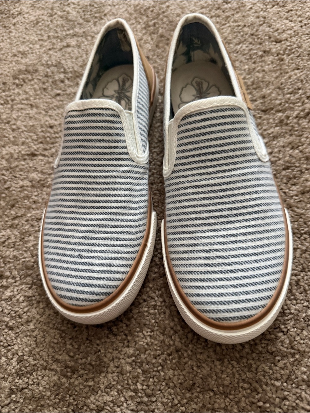 Women’s Tommy Bahamas Slip-On Canvas Shoes in Navy and White Stripe